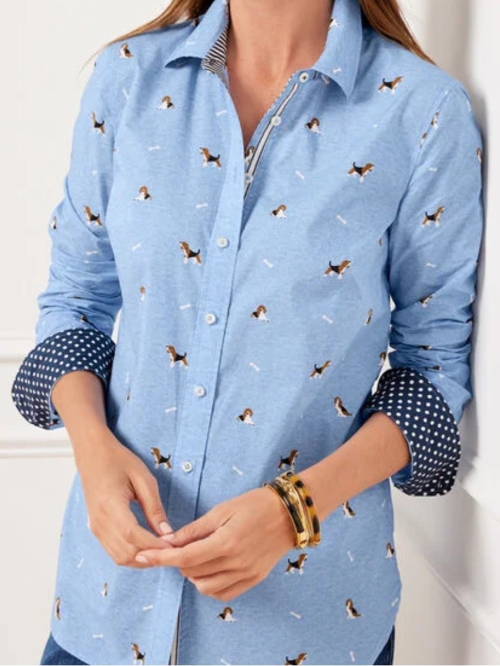 Talbots MODERN CLASSIC SHIRT - FETCHING BEAGLE 100% cotton
